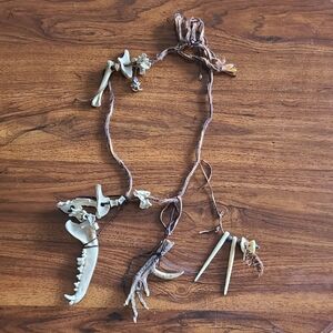 Voodoo Necklace Witch Hoodoo Owl Foot, Jaw Bone Talisman Bone Feathers Authentic